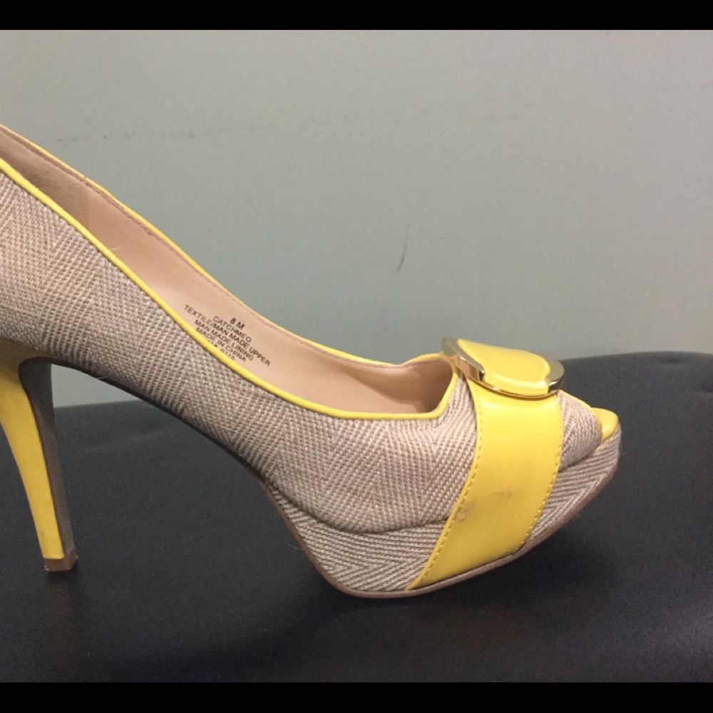 Nine West Catchmeo Wheat & Yellow Peep toe Heel